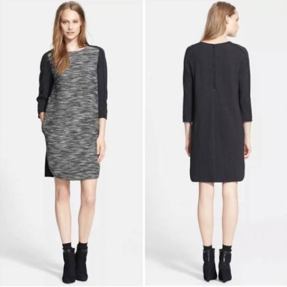 VINCE Wool Blend Tweed Front Dress
